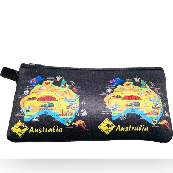 Australia Map Design Accessory Pouch Makeup Bag Travel Print Cosmetic Cases - Picture 1 of 2